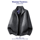 WASSUP 高级感加厚立领外套男 秋冬季 TWO TWO呢子保暖羊毛夹克男款
