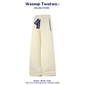 TWO 2026潮流新款 TWO美式 WASSUP 高街直筒裤 男春季 宽松纯色休闲裤