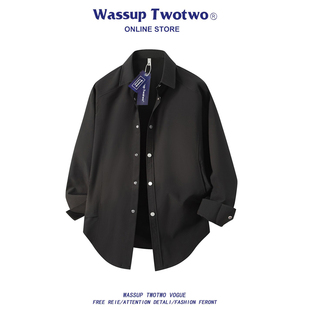 TWO 复古翻领长袖 TWO工装 男春秋美式 衬衣宽松休闲外套 衬衫 WASSUP