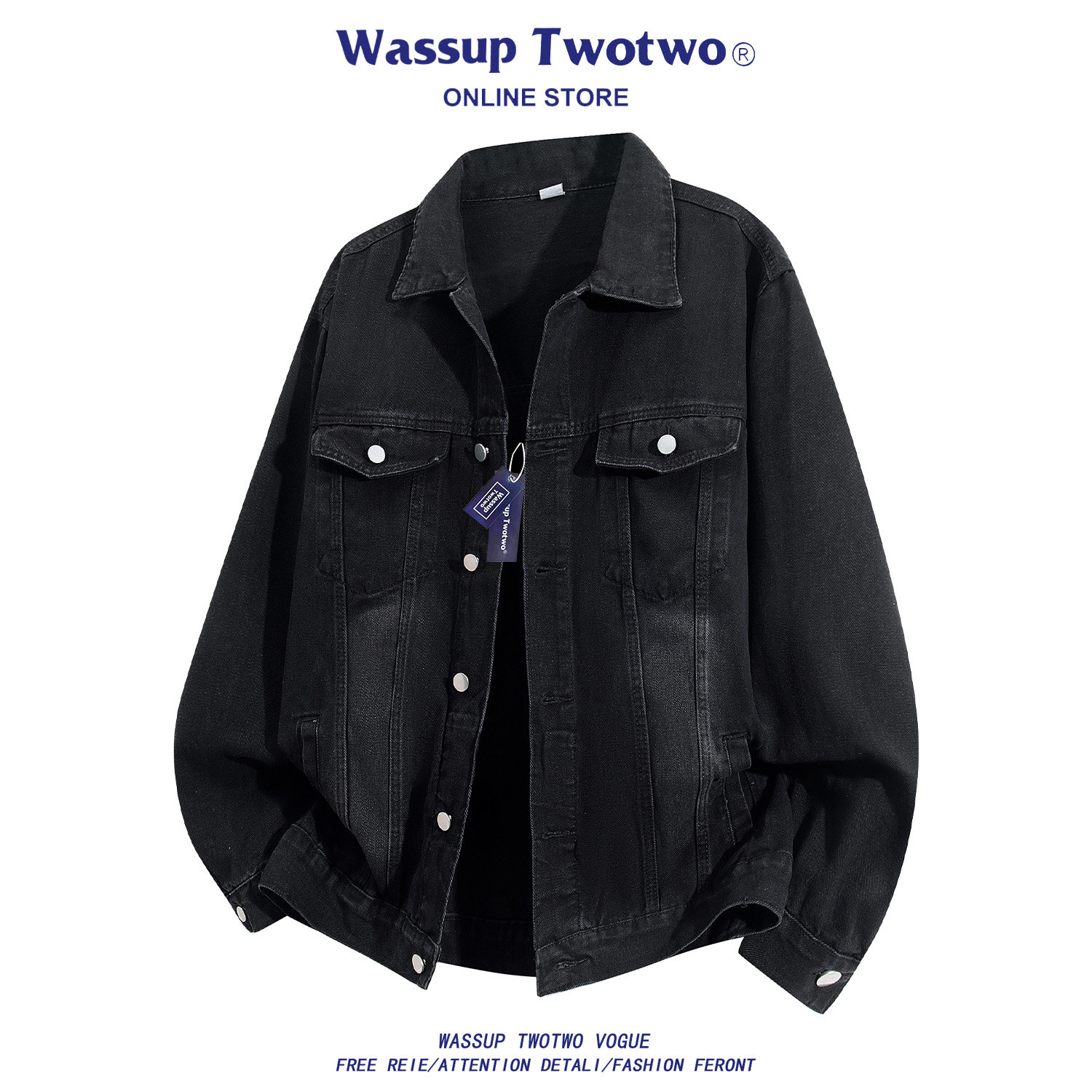 WASSUP TWO TWO牛仔外套男秋季2025新款潮牌街头宽松美式休闲夹克