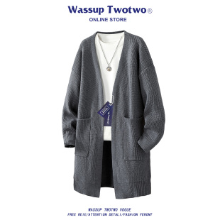 TWO 潮牌高级感慵懒风开衫 TWO中长款 外套男秋季 毛衣 针织衫 WASSUP