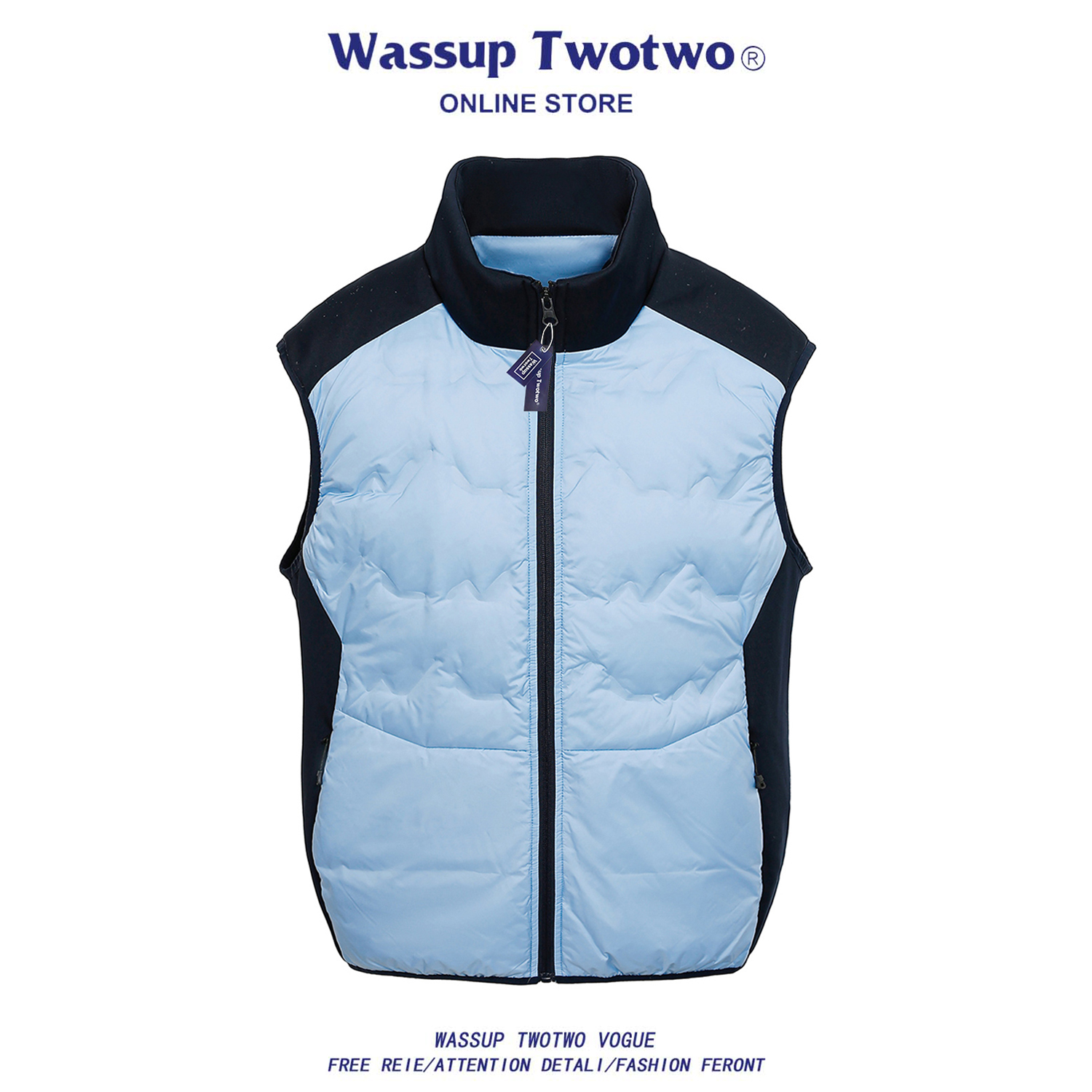 WASSUP TWO TWO2025新款户外运动防泼水防风保暖时尚百搭羽绒马甲