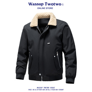 翻领羊羔绒外套棉袄保暖棉衣 TWO潮牌羽绒棉服男女冬季 WASSUP TWO