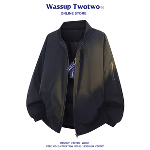 冬季 WASSUP 飞行夹克棉服男款 TWO美式 加厚保暖棒球领棉衣外套 TWO