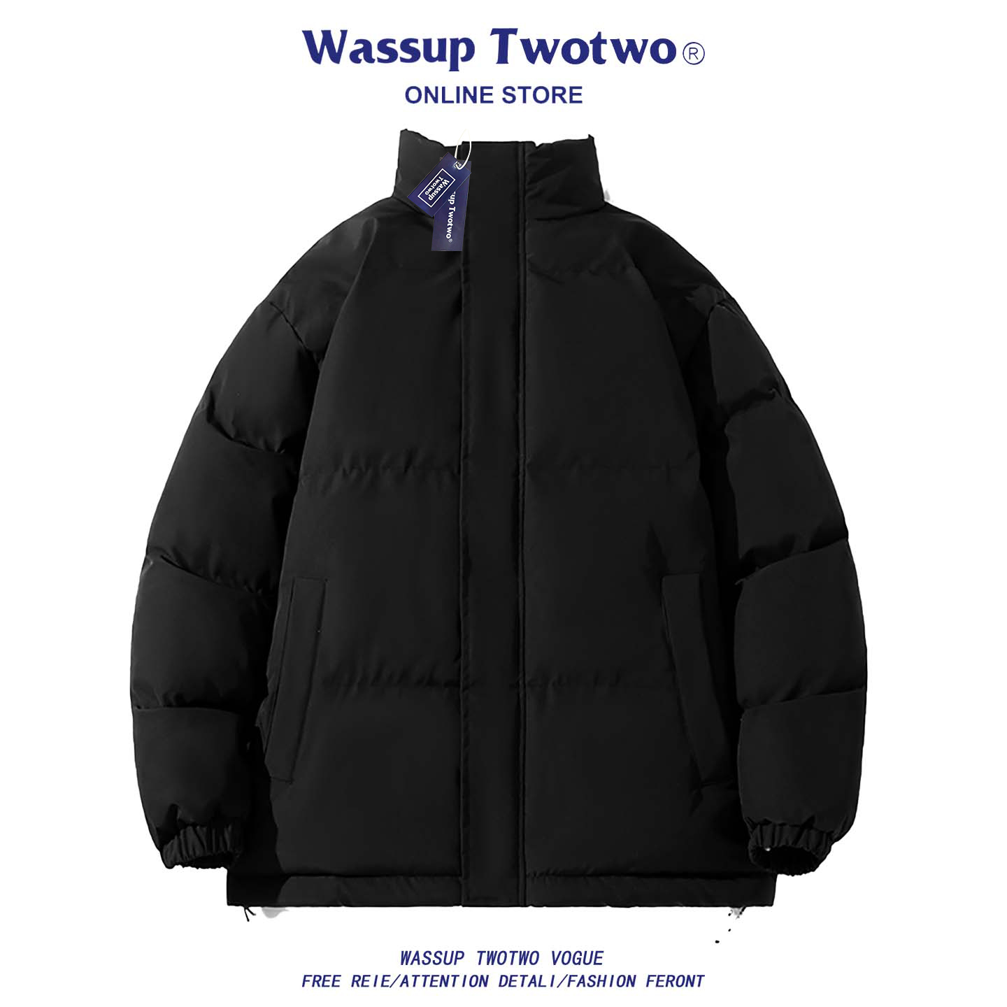 WASSUP TWO TWO棉服袄子男士秋冬季立领棉衣外套情侣宽松面包服