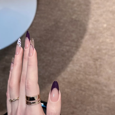 紫金魅影法式猫眼秋冬手工穿戴甲