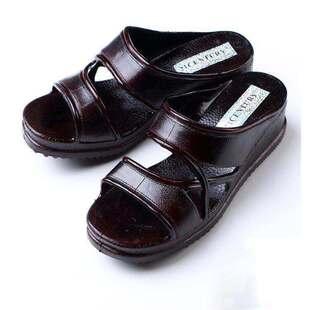 女21CENTURY拖鞋 夏家用成熟台湾坡跟外穿中年高跟妈妈一字油凉拖