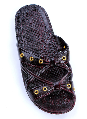 女家居21century怀旧老式阿婆奶奶老人台湾平底防滑经典漆皮拖鞋