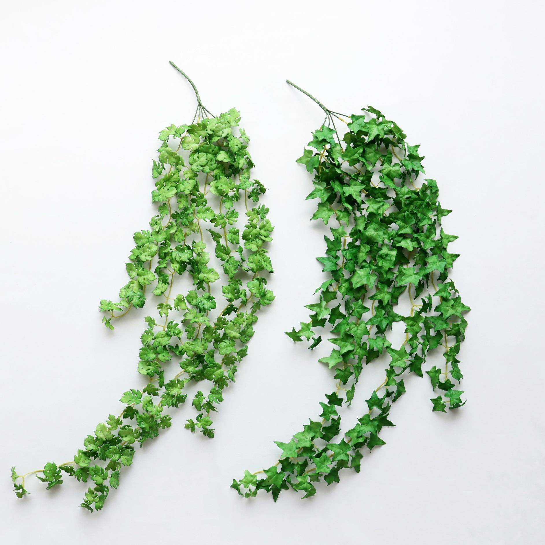 清新森系仿真绿植物软胶龟背叶藤条塑料假花地瓜叶户外墙面装饰