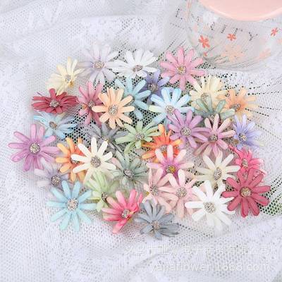 新款花朵4cm仿真小雏菊花头 绢花人造花花环配件 家居婚礼装假花