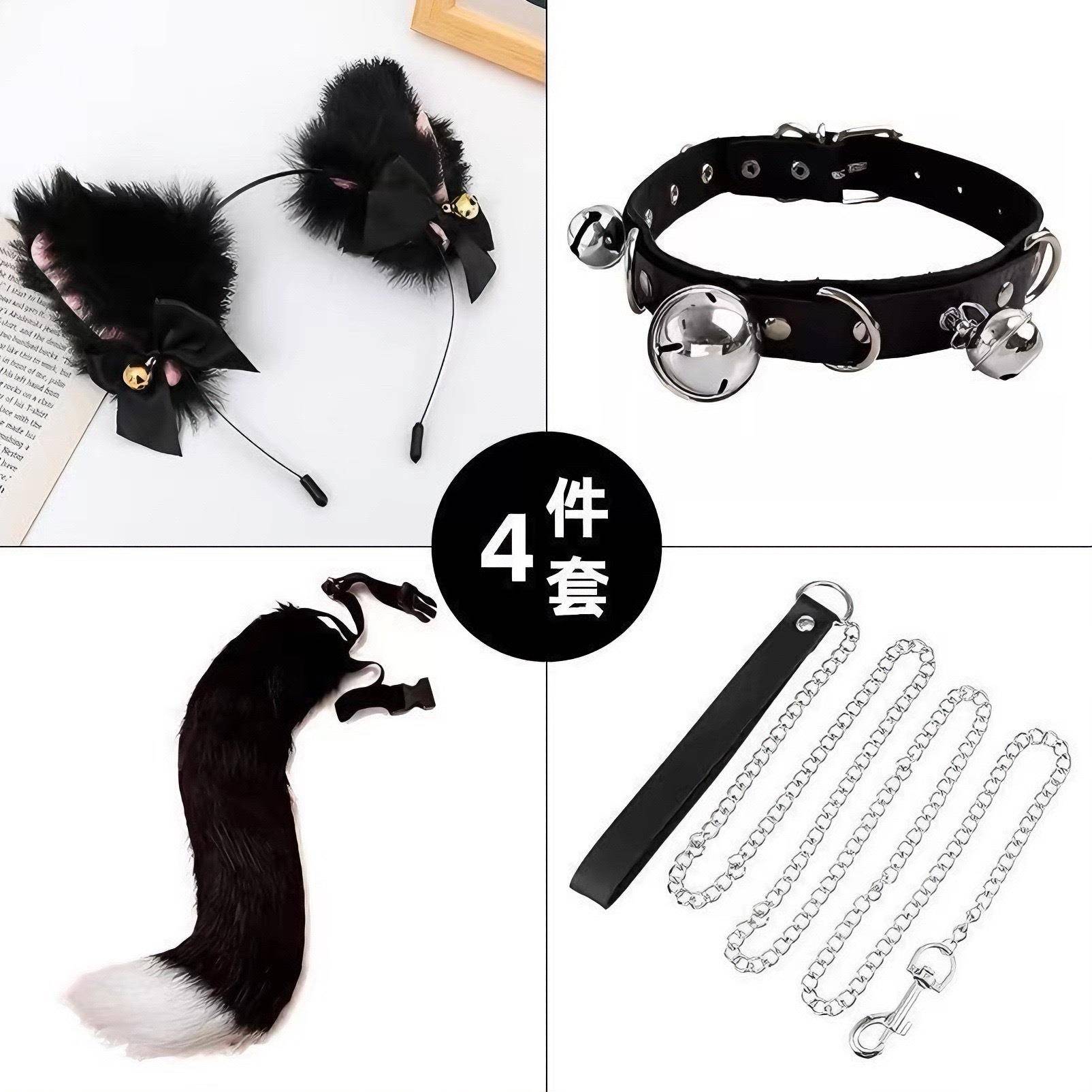 cosplay猫耳朵发箍猫尾巴饰品手作可爱猫娘兽耳发饰兽尾配饰套装