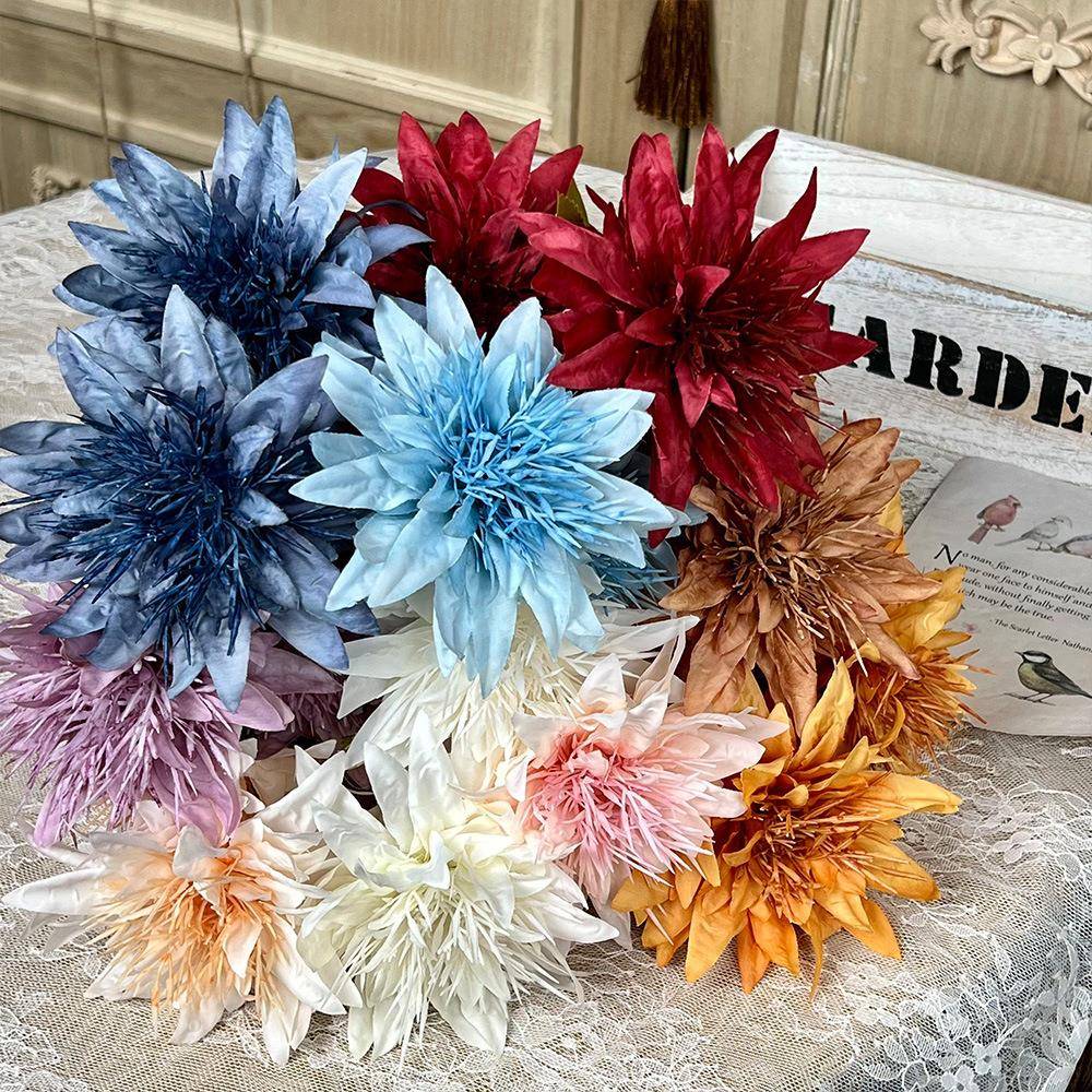婚庆3头海葵仿真花金盏菊路引地排绢花家居软装插花艺洋牡丹外贸