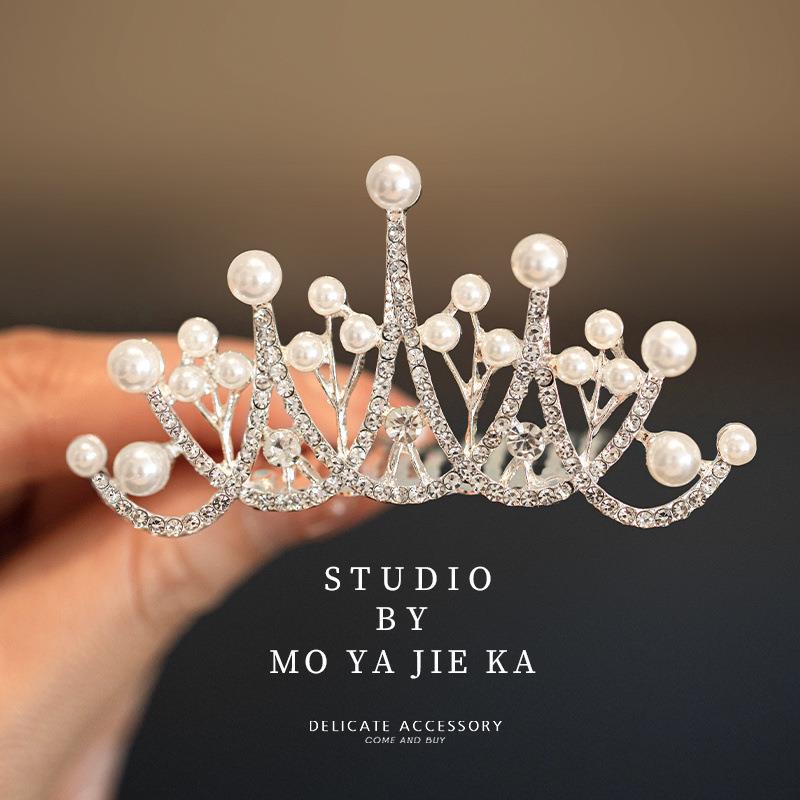 女童皇冠头饰高端生日发卡韩式儿童插梳发梳宝宝演出王冠发夹发饰