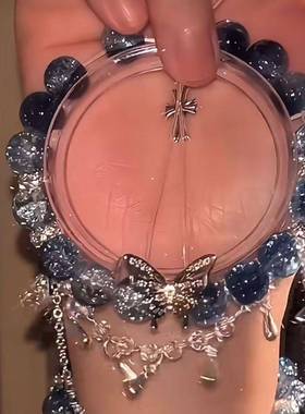 「银河迷境」新中式蓝色琉璃珠串珠蝴蝶手链气质高级感精致手饰女