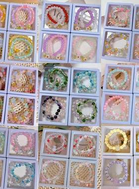 【100条盒装】夜市庙会展会摆摊手串琉璃玻璃手饰新中式爆款