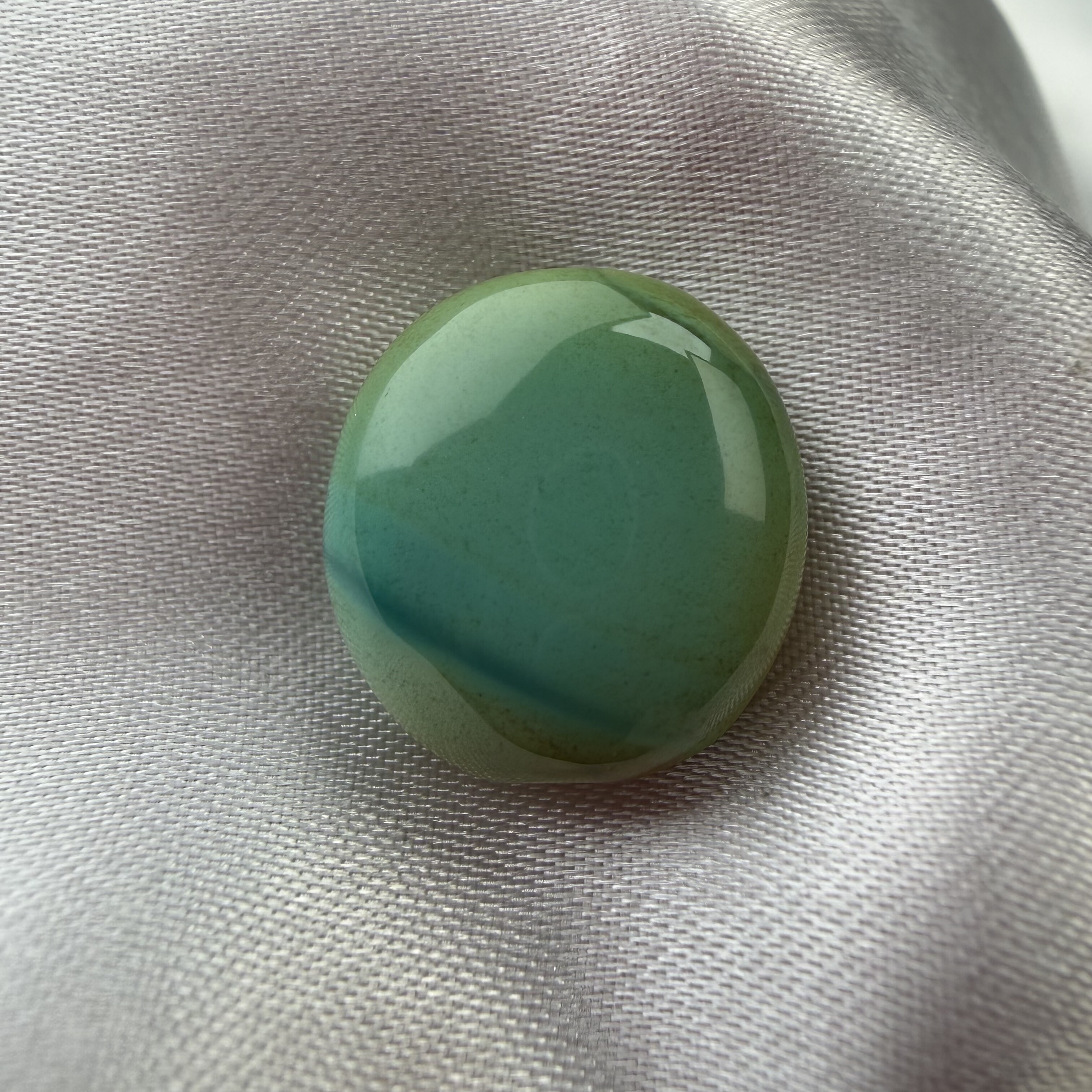 绿松石水波纹唐三彩随形14.6mm厚8长15.5mm湖北原矿瓷釉级糖豆