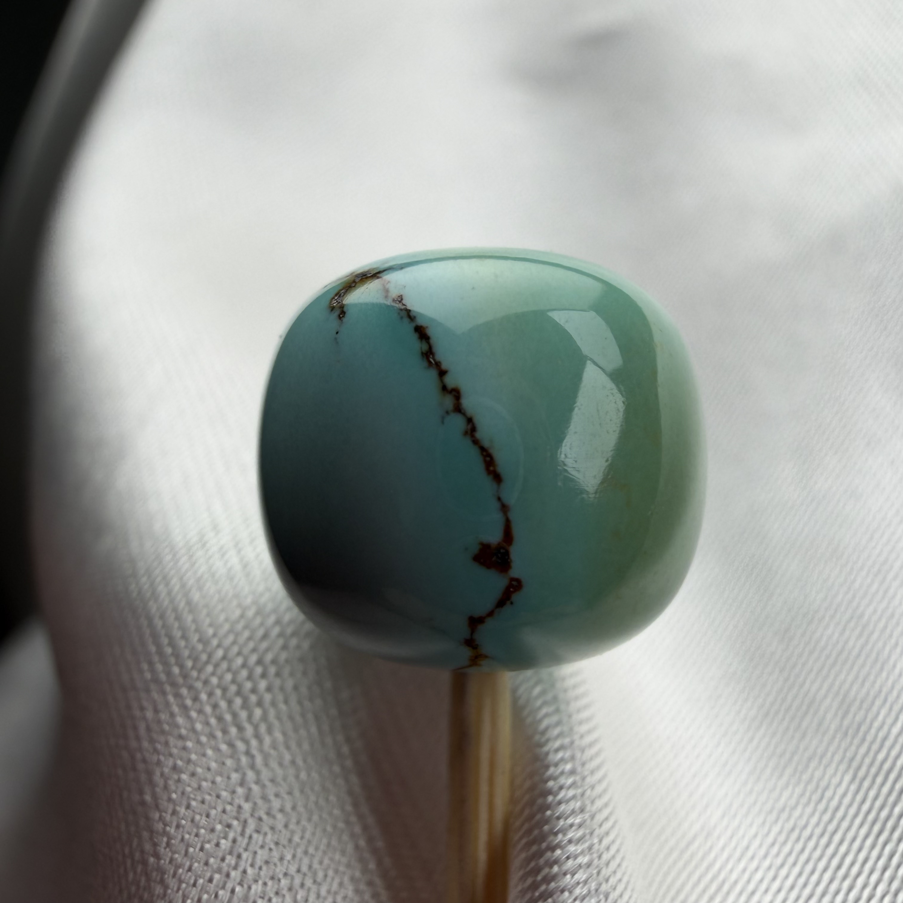 绿松石水波纹三彩老型11.4mm高10.2mm原矿瓷釉级水草纹墩子隔珠