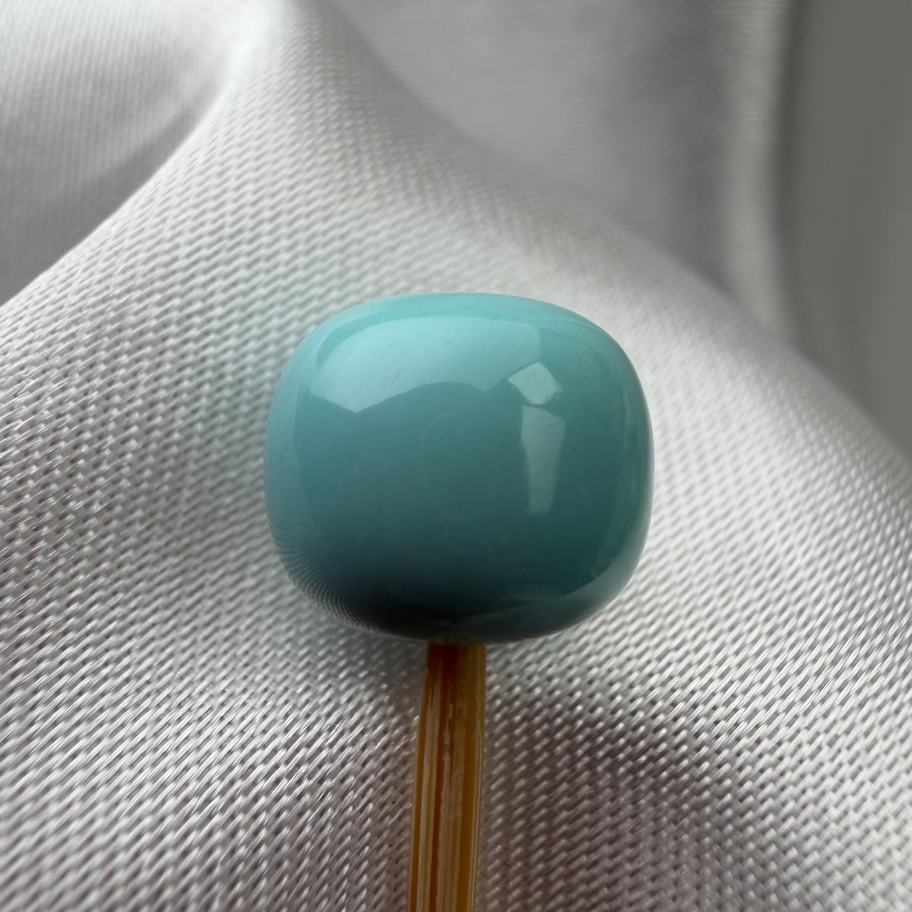 绿松石老型9.1mm高8mm湖北原矿瓷釉级果冻料蓝料墩子隔珠