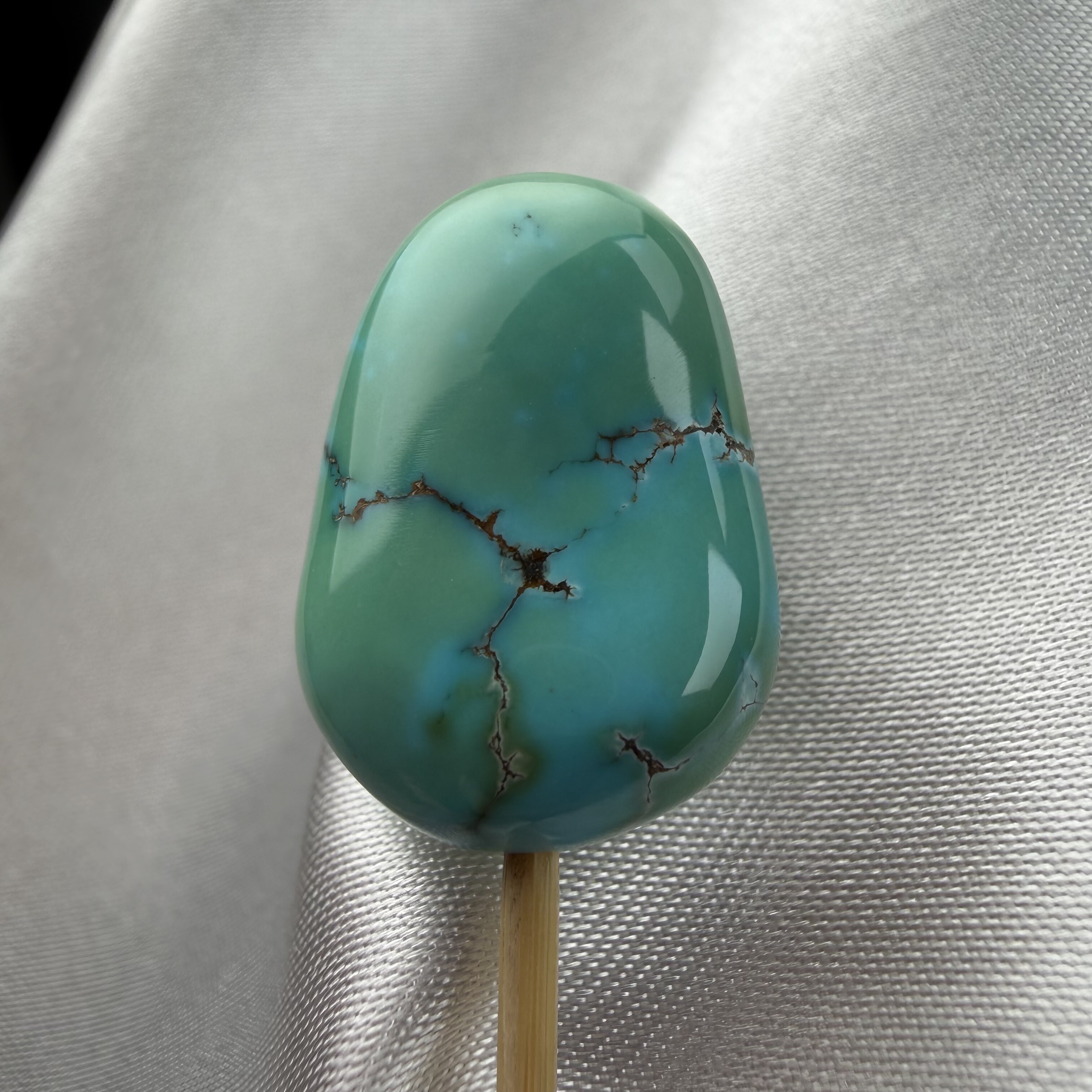 绿松石随形13.8mm厚9.5mm19mm湖北原矿瓷釉级水草纹双色糖豆