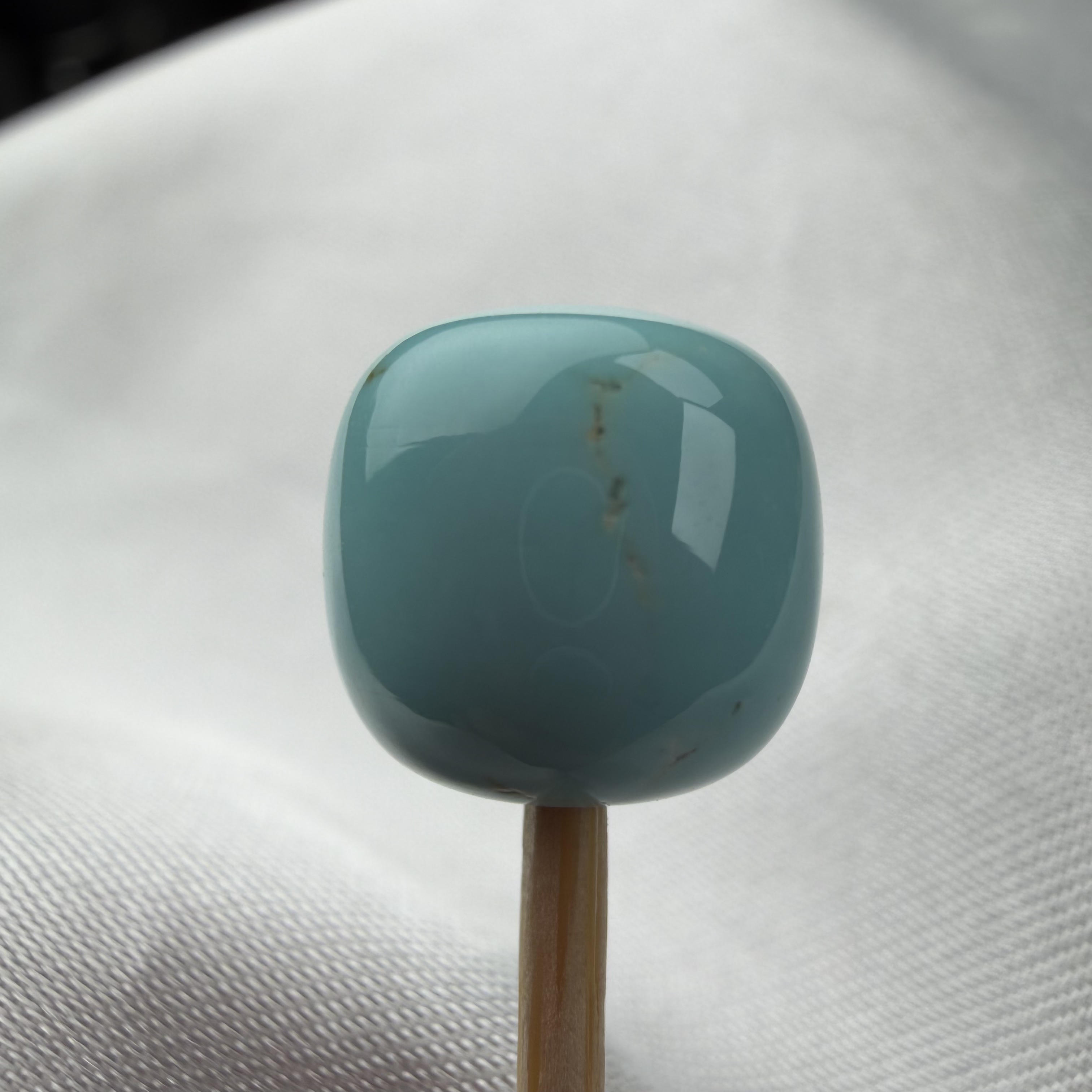 绿松石老型9.9mm高9.6mm湖北原矿瓷釉级水草纹果冻料墩子配饰