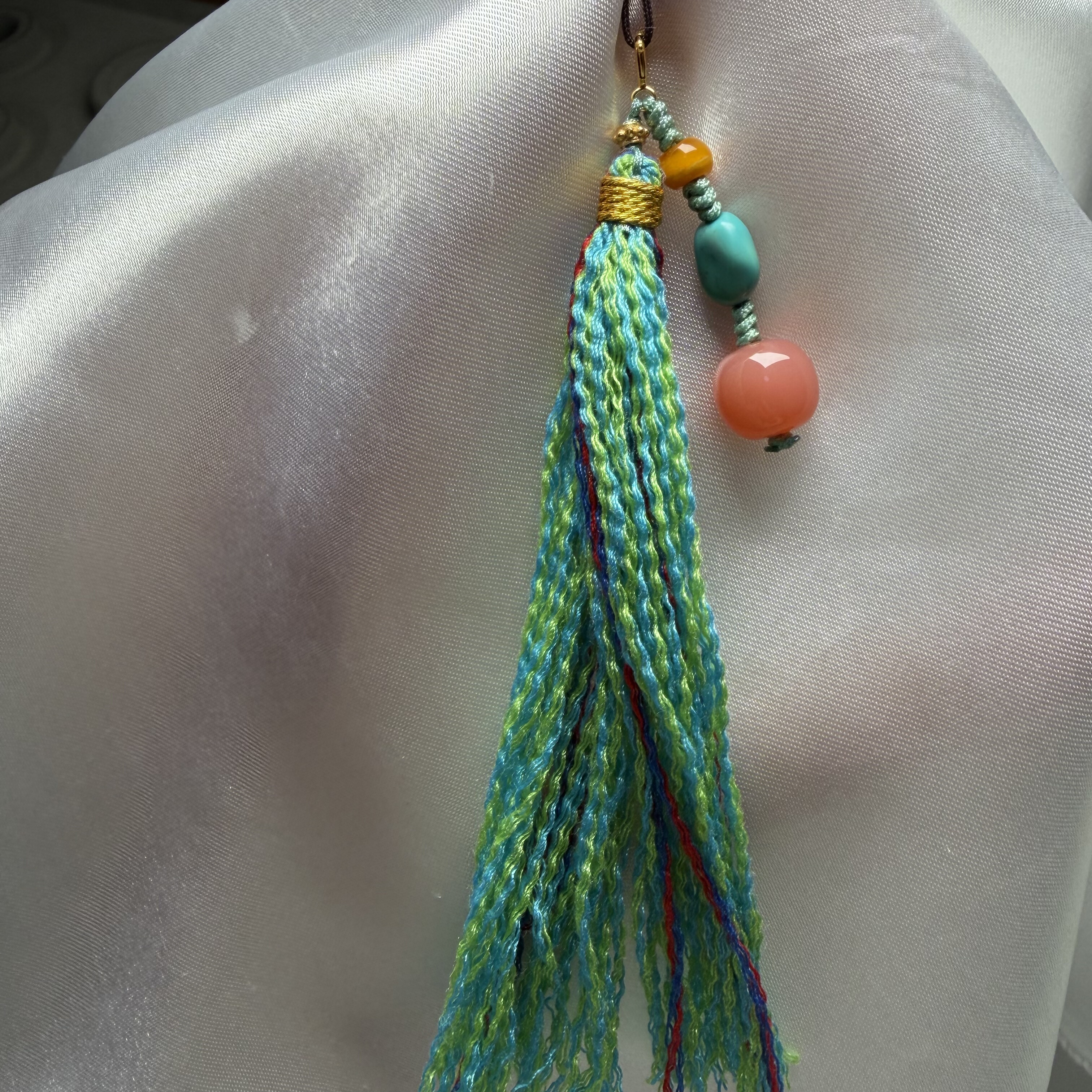 原矿绿松石糖豆随形流苏万能扣提溜搭配蜜蜡粉糯DIY设计