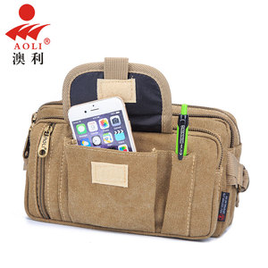 休闲腰包生意收银斜挎包胸包韩版户外帆布潮男包单肩包多功能腰包