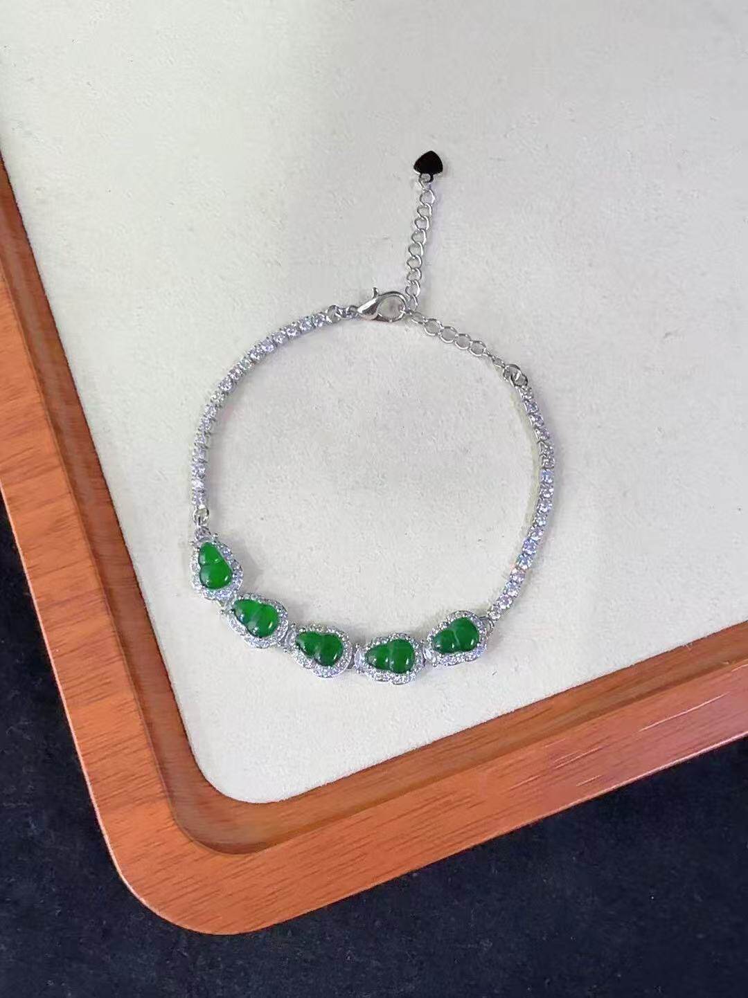 天然A货翡翠手链女款阳绿葫芦高级轻奢冰种玉手链送老婆礼物