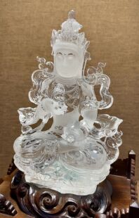 天然白水晶金刚萨埵摆件佛像金刚萨垛家居客厅办公室桌面装 饰品