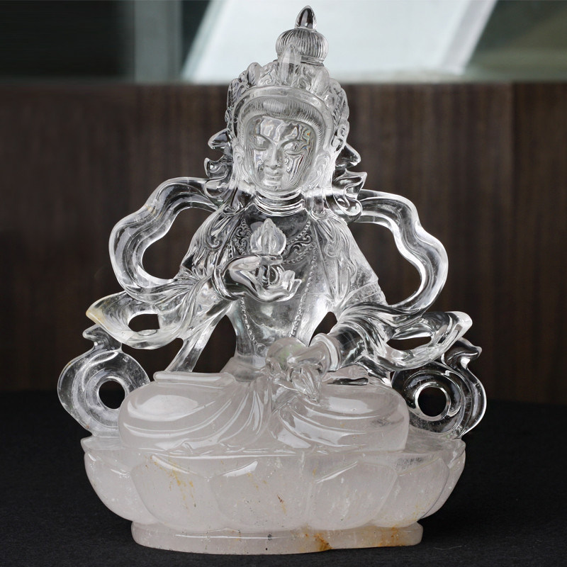 天然白水晶金刚萨埵供奉佛像摆件