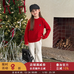 上衣 休闲麻花针织衫 依依妈儿童时髦刺绣爱心绞花毛衣女童冬季 韩版