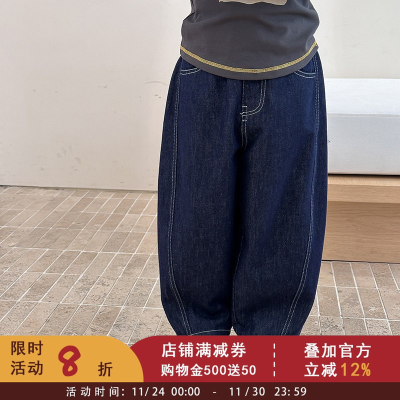 依依妈儿童冬装环保防褪色牛仔裤女童韩版休闲直筒阔腿裤宝宝裤子