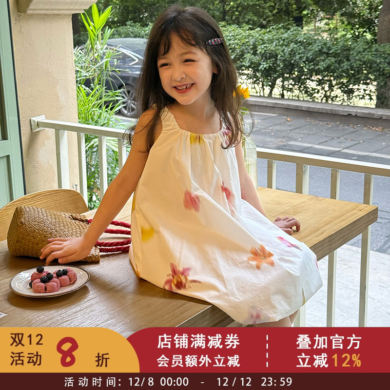 女童宝宝舒适精梳棉无袖公主裙子儿童夏季洋气甜美可爱花朵背心裙