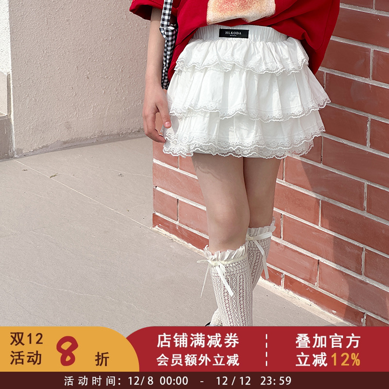 女童韩版甜美蛋糕半身裙中大童拼接蕾丝公主风短裙儿童洋气蓬蓬裙
