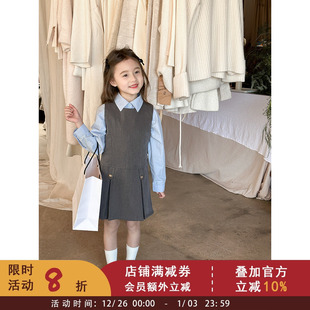 宝宝衬衫 儿童背心裙 两件套 2025春秋新款 网红洋气女童学院风套装