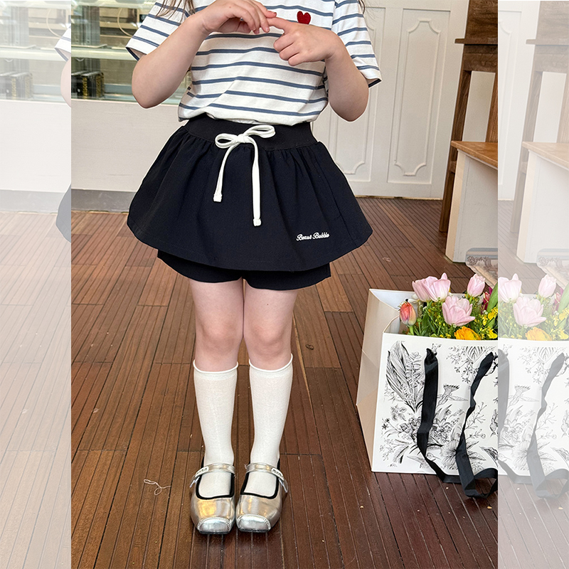 依依妈女童设计感防走光字母裙裤中大童夏季儿童辣妹女团风半身裙