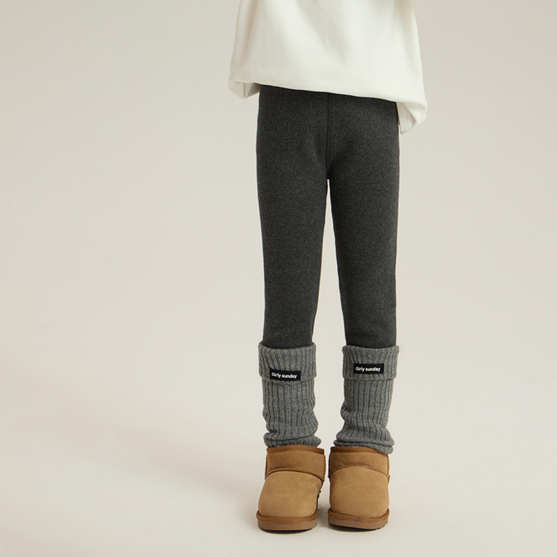 依依妈女童高弹一体绒羊毛拉架打底裤冬装儿童保暖裤加绒加厚棉裤