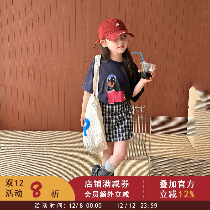 儿童夏季可爱卡通腊肠狗T恤衫宝宝休闲短袖女童韩版甜美印花上衣