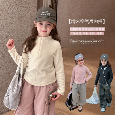 【校服神器】中大女童秋冬韩版卫衣儿童加厚保暖修身立领运动外套