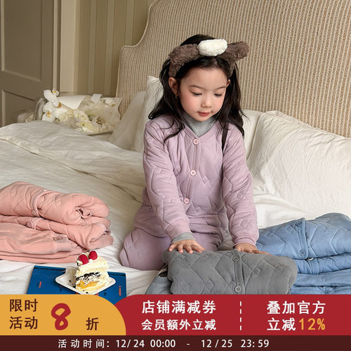 【羊毛聚热抗寒-20°C】儿童校服神器女童三层加厚保暖棉袄棉裤冬