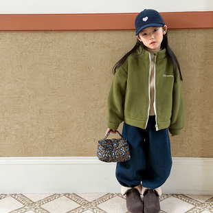 女童冬季加厚双面绒保暖外套儿童摇粒绒立领卫衣加绒内搭外穿上衣