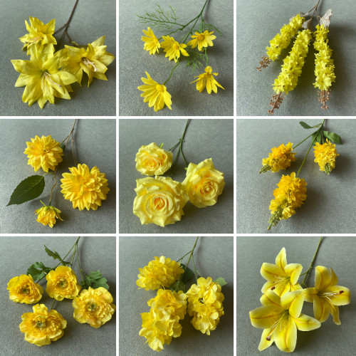 黄色婚庆仿真花材花绣球玫瑰绢花