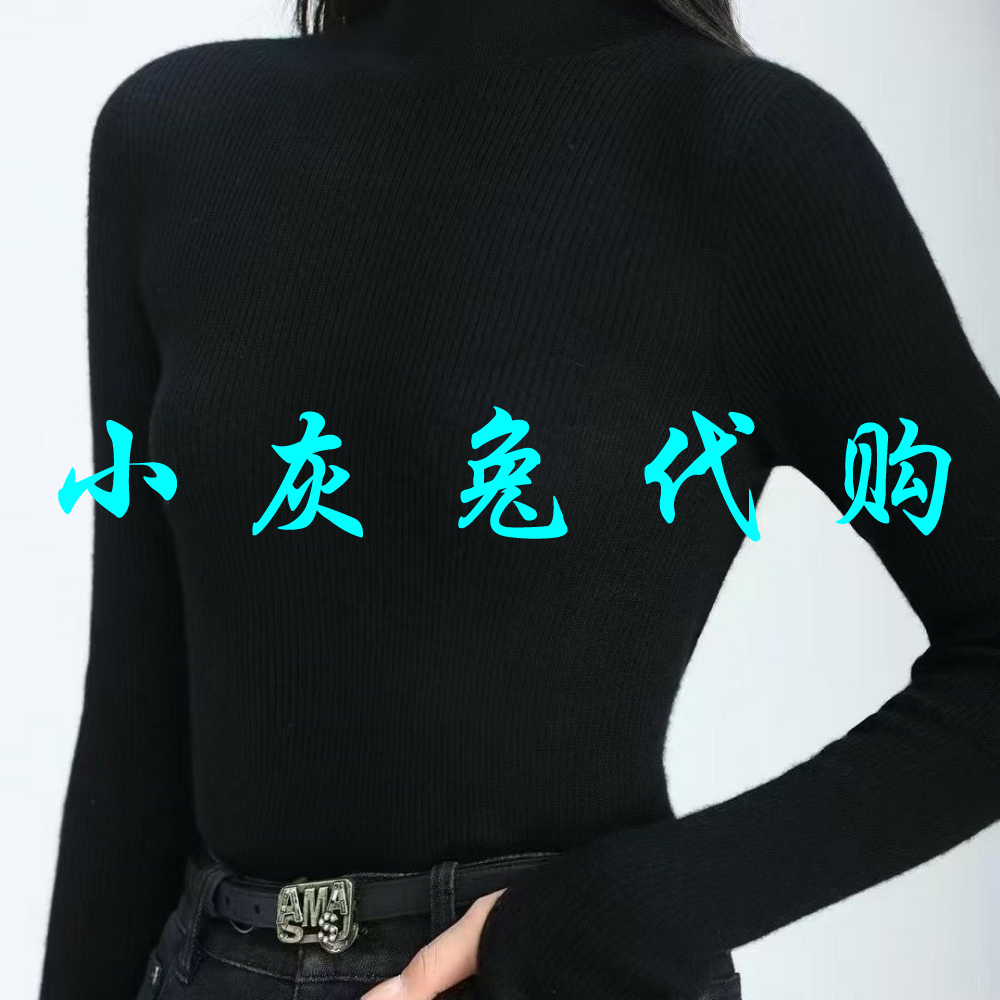 小灰兔正品2025秋新款黑色山羊绒指环扣毛衣5399751-4T16611-033