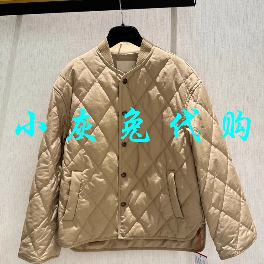 小灰兔代购2025冬新款棒球领菱格压边宽松棉衣保暖外套女140051