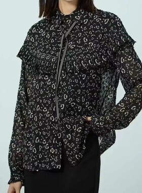 小灰兔2025春新款宫廷风印花衬衫130037-2A66711