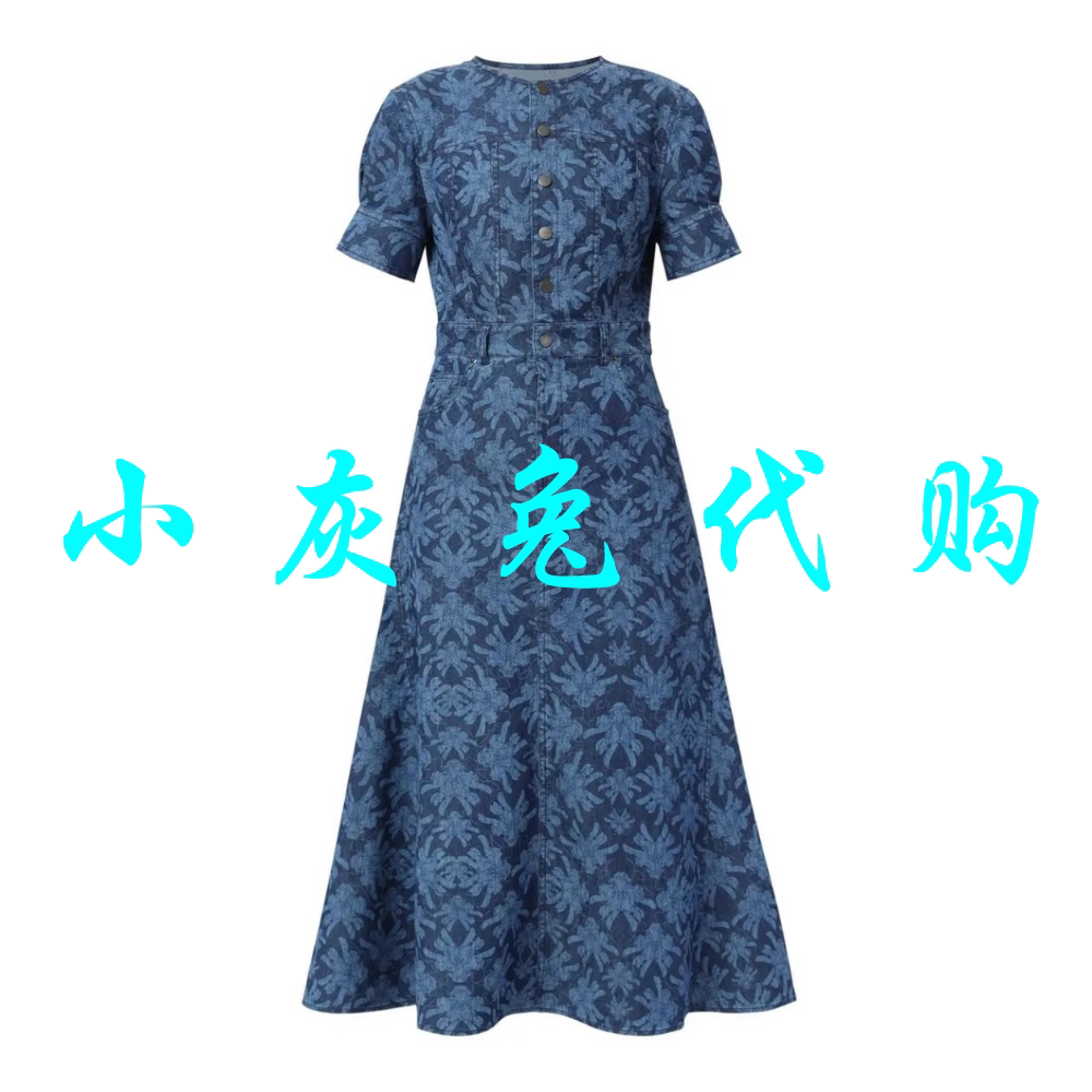 小灰兔2025夏印花修身显瘦牛仔连衣裙150019-4A54832