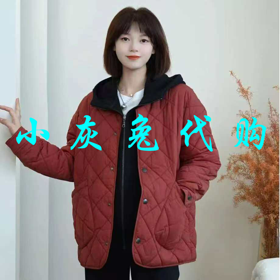 小灰兔正品2025新雪丽圆领菱格宽松保暖棉服5400730-1034027-001