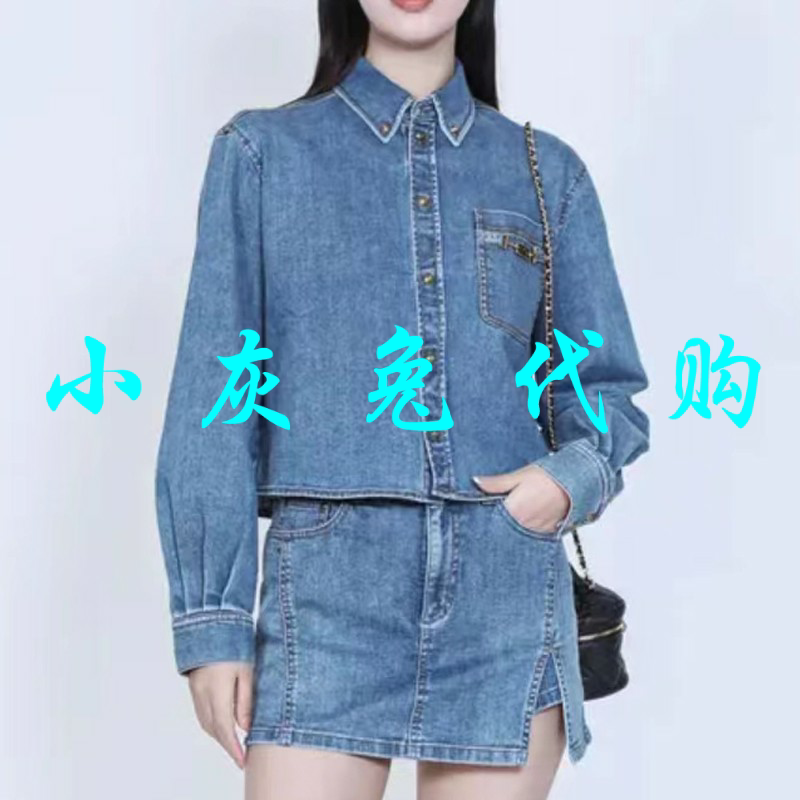 小灰兔正品2025秋新款短款牛仔衬衫短外套女1300869-4231432-001