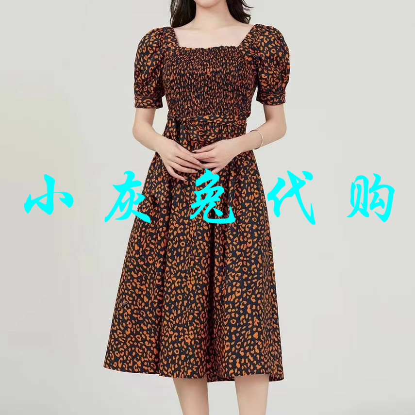 小灰兔代购2024夏新款泡泡袖印花两面穿短袖连衣裙1500459