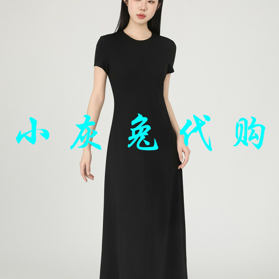 小灰兔代购2026夏新款百搭黑色显瘦短袖连衣裙550051-4238111