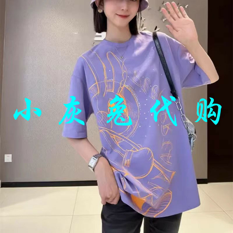 小灰兔正品代购2023夏款紫色圆领兔子短袖T恤1300865-42140BS-